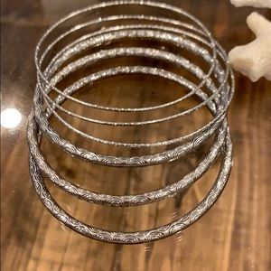 Set of 6 silver vintage decorated Bracelets